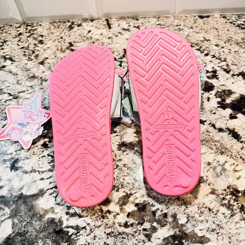 JoJo Siwa Crushed Glitter Slide Sandal Pink with Signature Bow